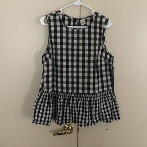 Black & White gingham peplum top